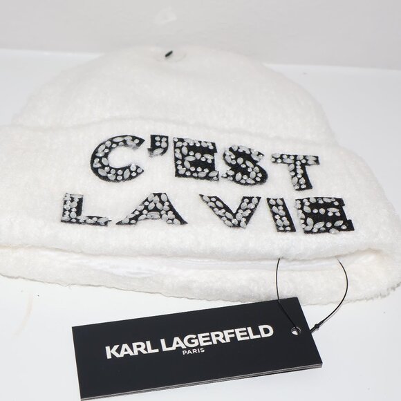 NEW Karl Lagerfeld Paris Cest La Vie Beanie Hat - Picture 2 of 6